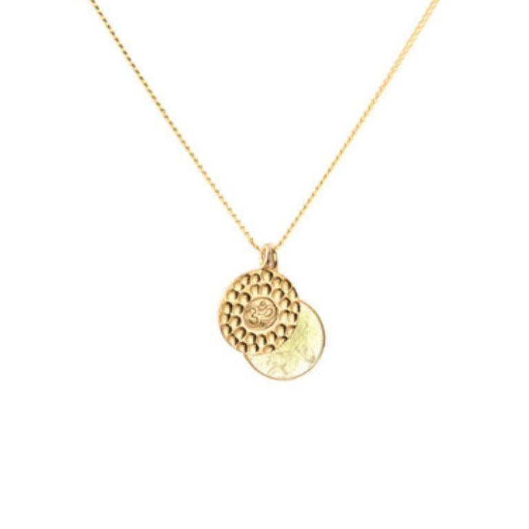Women's or Men's 18K Gold Om Amulet + Amethyst Crown Chakra Pendant Necklace by Elizabeth Raine For Sale