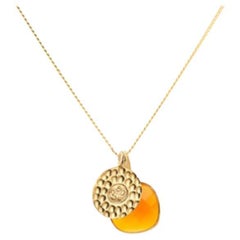 18K Gold Om Amulet + Carnelian Sacral Chakra Pendant Necklace by Elizabeth Raine