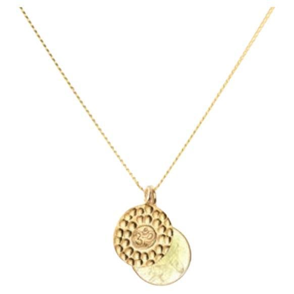 18K Gold Om Amulet + Citrine Solar Plexus Chakra Pendant Necklace For Sale