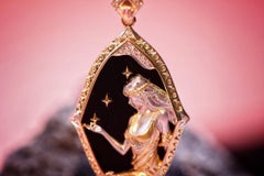 18K Gold Onyx & Diamond 'Virgo' Pendant