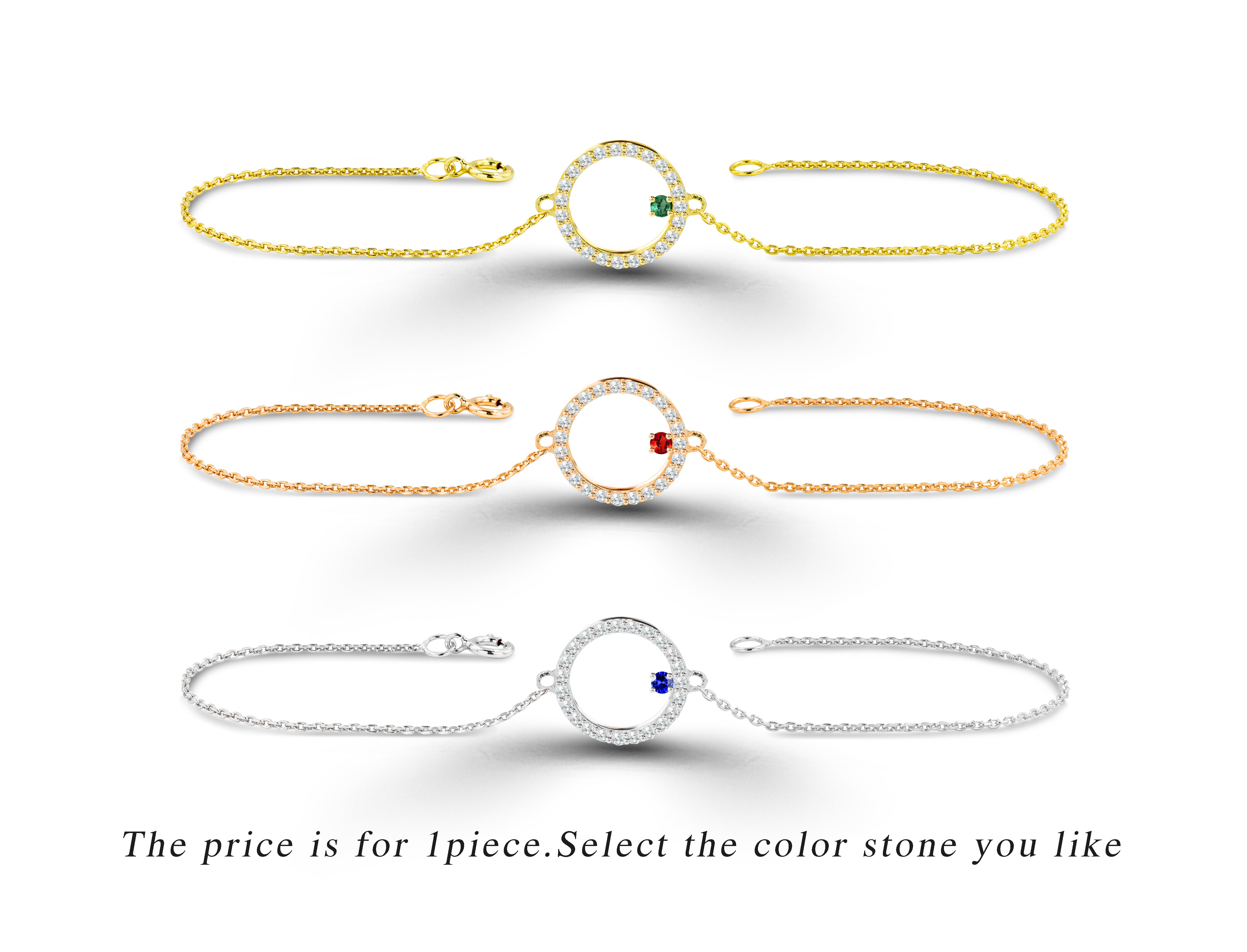 Bracelet minimaliste en or 18 carats avec cercles ouverts et diamants solitaires