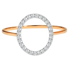 Anello con diamante a cerchio aperto in oro 18K Anello di proposta semi-ovale