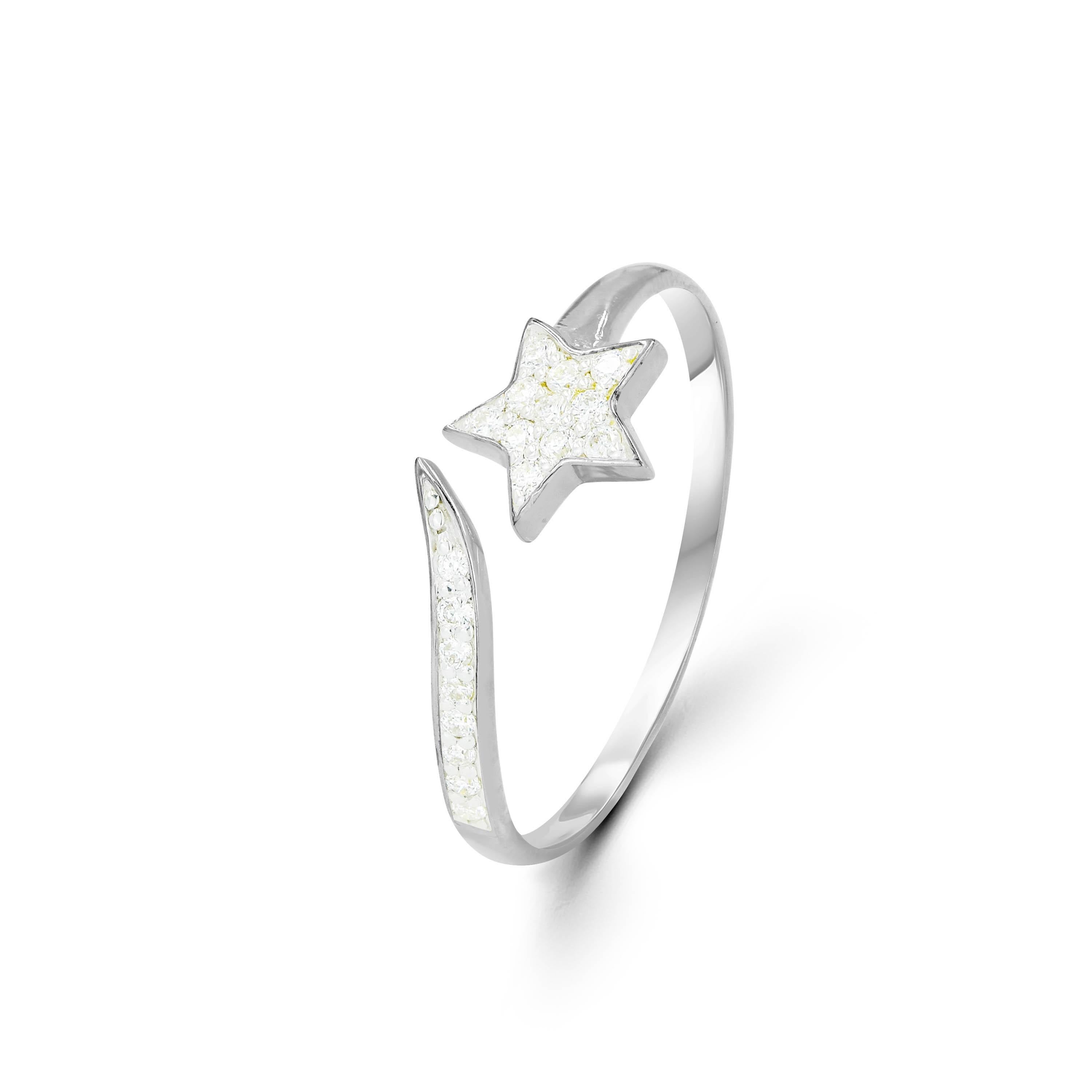 En vente :  Bague étoile tourbillonnante en or 18 carats avec anneau ouvert et diamants 4