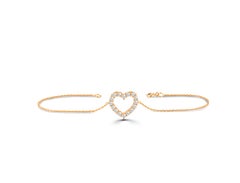 18K Gold Open Heart Diamond Bracelet Gold Diamond Valentines Bracelet