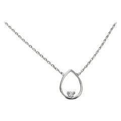 18k Gold Open Pear Floating Diamond Pendant Necklace Bride Necklace