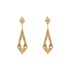 18k Gold Origami Kite Earrings with Scattered Diamonds
