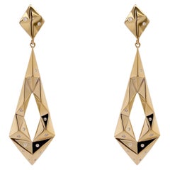 18k Gold Origami Kite Earrings with Scattered Diamonds