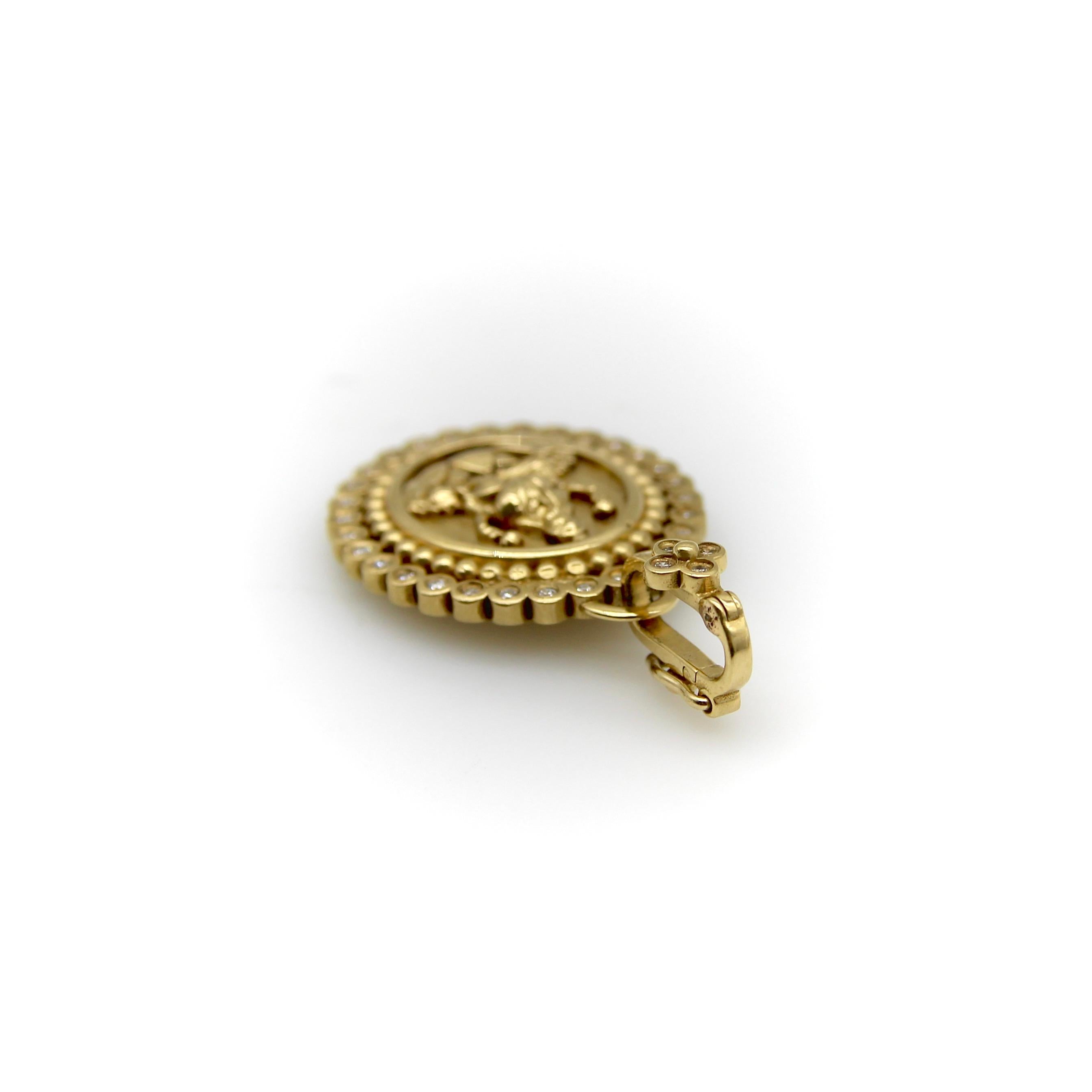 Ciondolo Orly Marcel Lakshmi in oro 18 carati con diamante a raggiera In condizioni ottime in vendita a Venice, CA