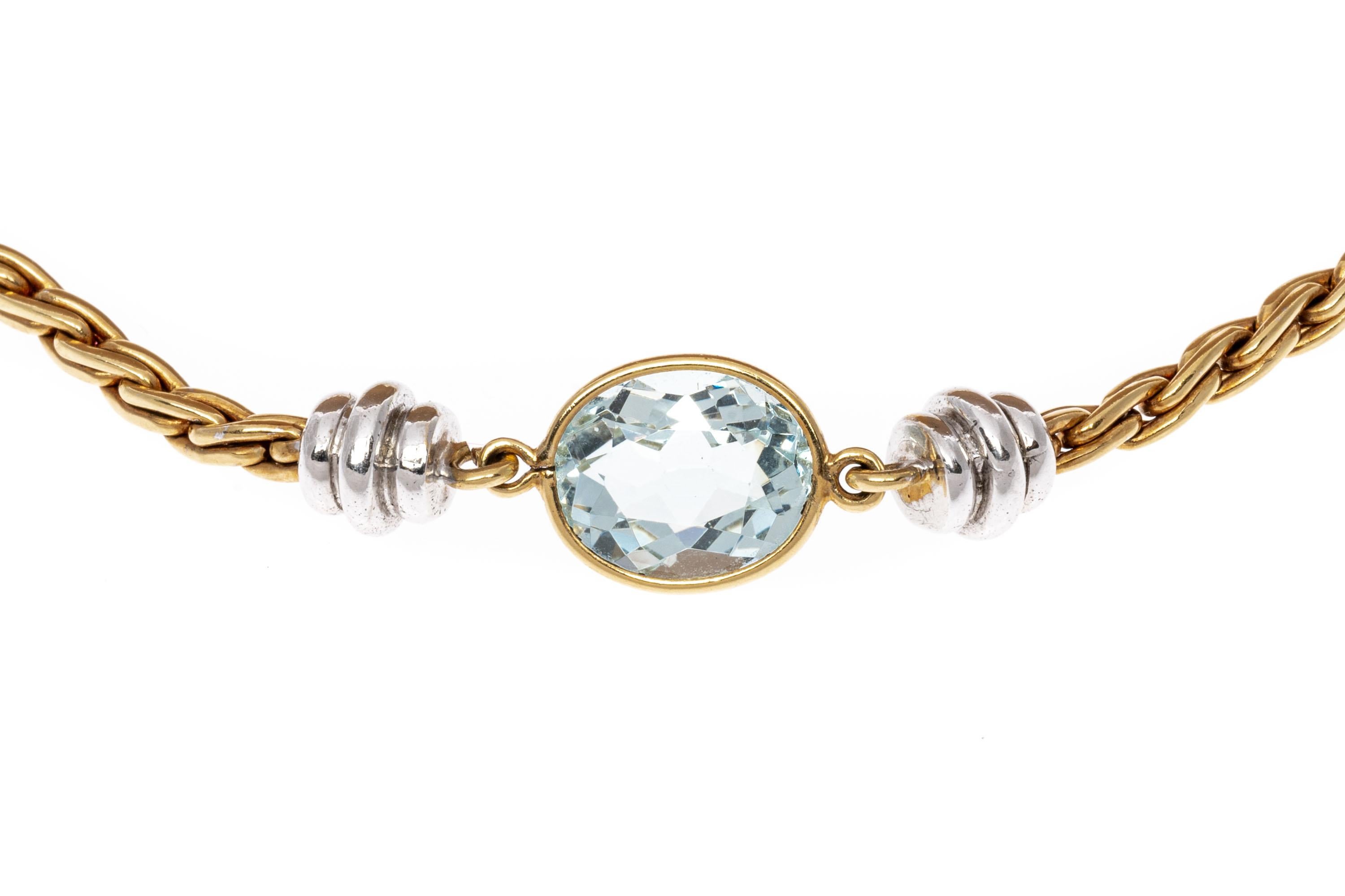 Women's 18K Gold Oval Faceted Aquamarine (App. 25.8 TCW) Station Necklace For Sale