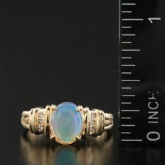 18K Gold Oval Opal and Diamond 21st Century Cocktail Ring