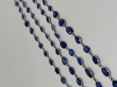 Burma No Heat  Sapphire Necklace Cts 150 on 18 K white gold chain.
