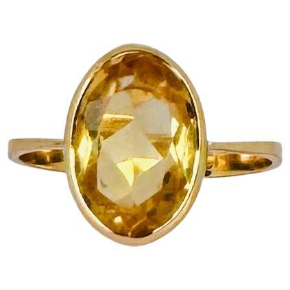 18k yellow gold solitaire ring with oval citrine 2 carat