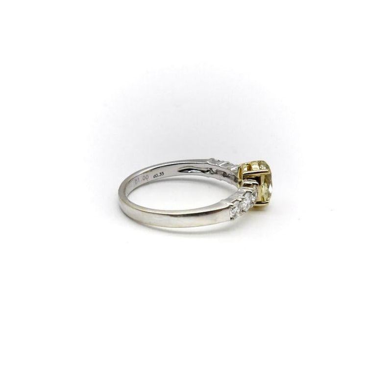 Oval Cut 18K Gold Oval Yellow Diamond and Diamond Ring For Sale