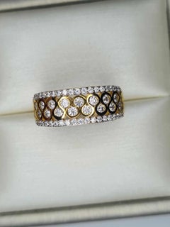 18K Gold Over Moissanite Band Ring 925 Silver Women Ring Band.