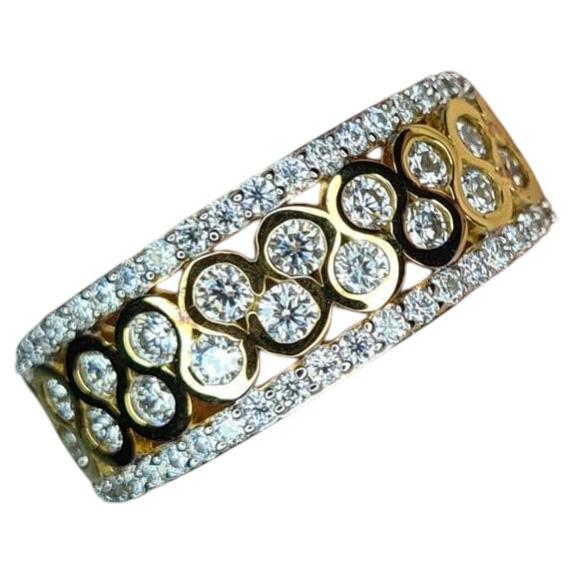 18K Gold Over Moissanite Band Ring 925 Silver Women Ring Band.