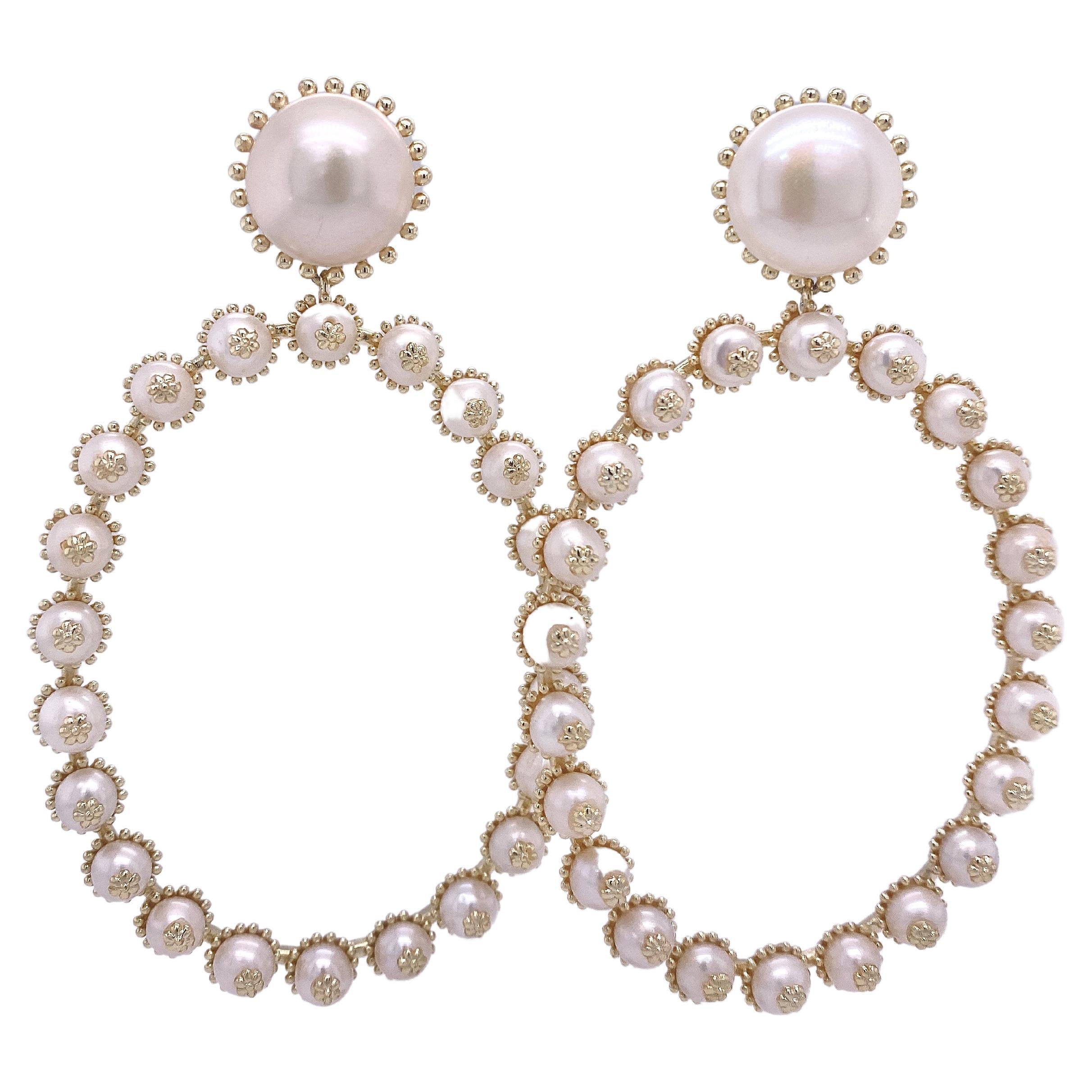18K Gold Over Silver Pearl Earrings Italian Made