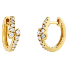 Anneaux Huggie en or 18k avec diamants superposés