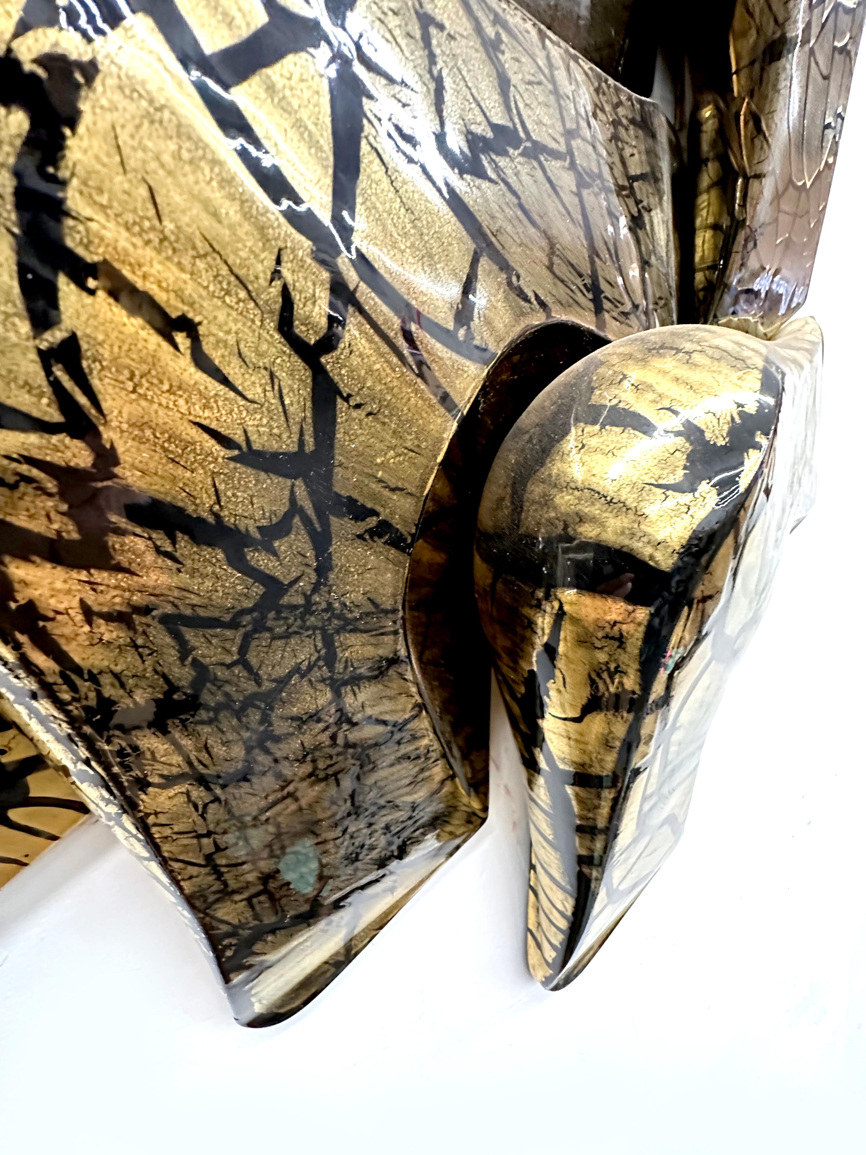 18K Gold Overlay Larry Lubow Abstract Boomerang Wall Decoration Set For Sale 3