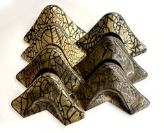 Ensemble de décoration murale Boomerang abstrait Larry Lubow en or 18 carats superposé