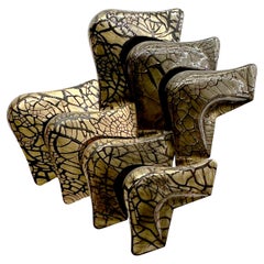 18 Karat Gold Overlay Larry Lubow Abstraktes Boomerang-Wandschmuck-Set