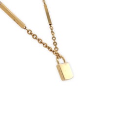 18K Gold Padlock Pendant on 18K Yellow Gold Bar Chain 16.5"