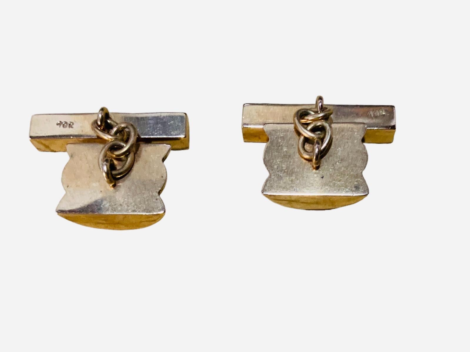 Art Déco Coppia di gemelli a forma di barile in oro 18k in vendita