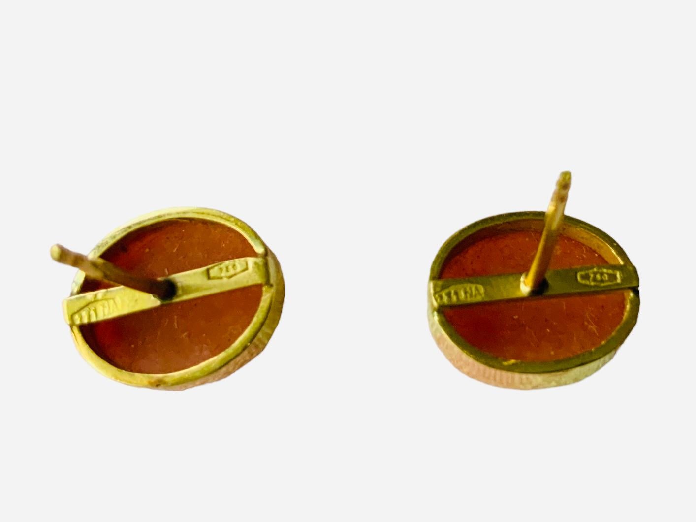 18K Gold Pair of Cameo Earrings 1