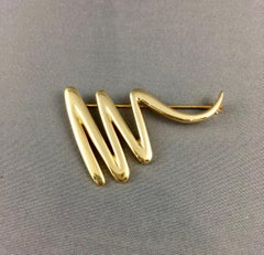 18K Gold "Paloma Picasso" for Tiffany & Co Zig-Zag Squiggle Pin Brooch