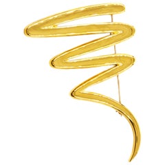 Vintage 18K Gold Paloma Picasso for Tiffany & Co Zig-Zag Squiggle Pin Brooch