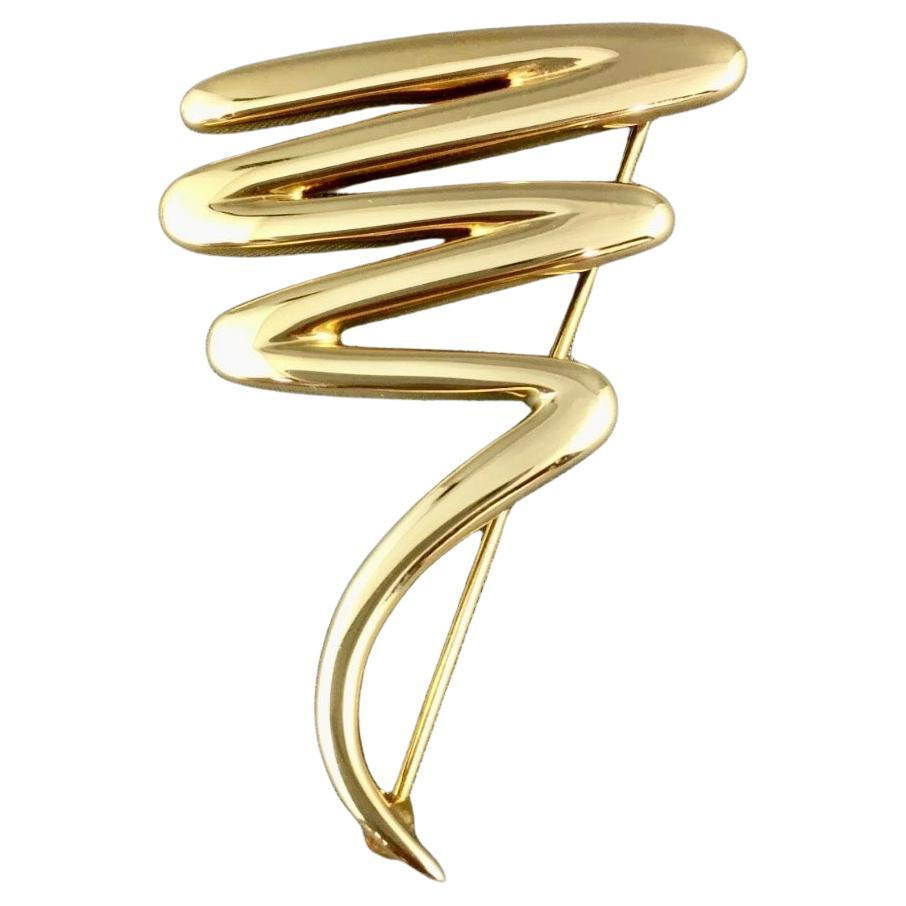 18K Gold "Paloma Picasso" for Tiffany & Co Zig-Zag Squiggle Pin Brooch  For Sale