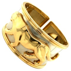 18k Gold Panther Cuff Bangle Bracelet
