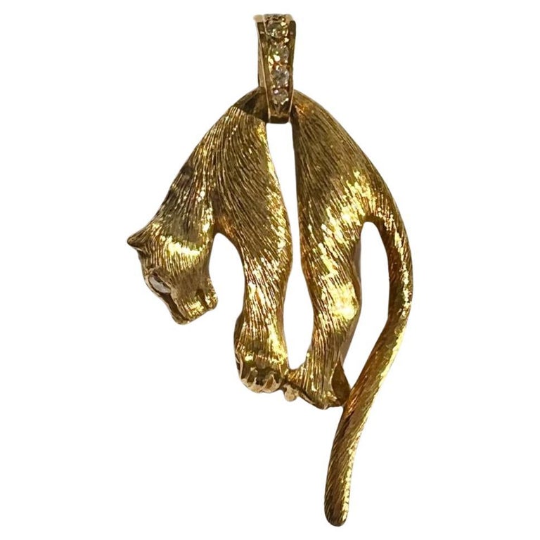 Pendentif Panthère En Or 18k 8.85 Grammes Serti De Diamants - Bijou Occasion Remis à Neuf - Valeur Neuve 3750€