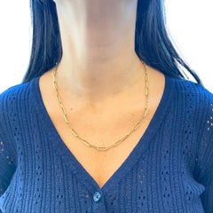 18k Gold Paperclip Chain Necklace, Italy