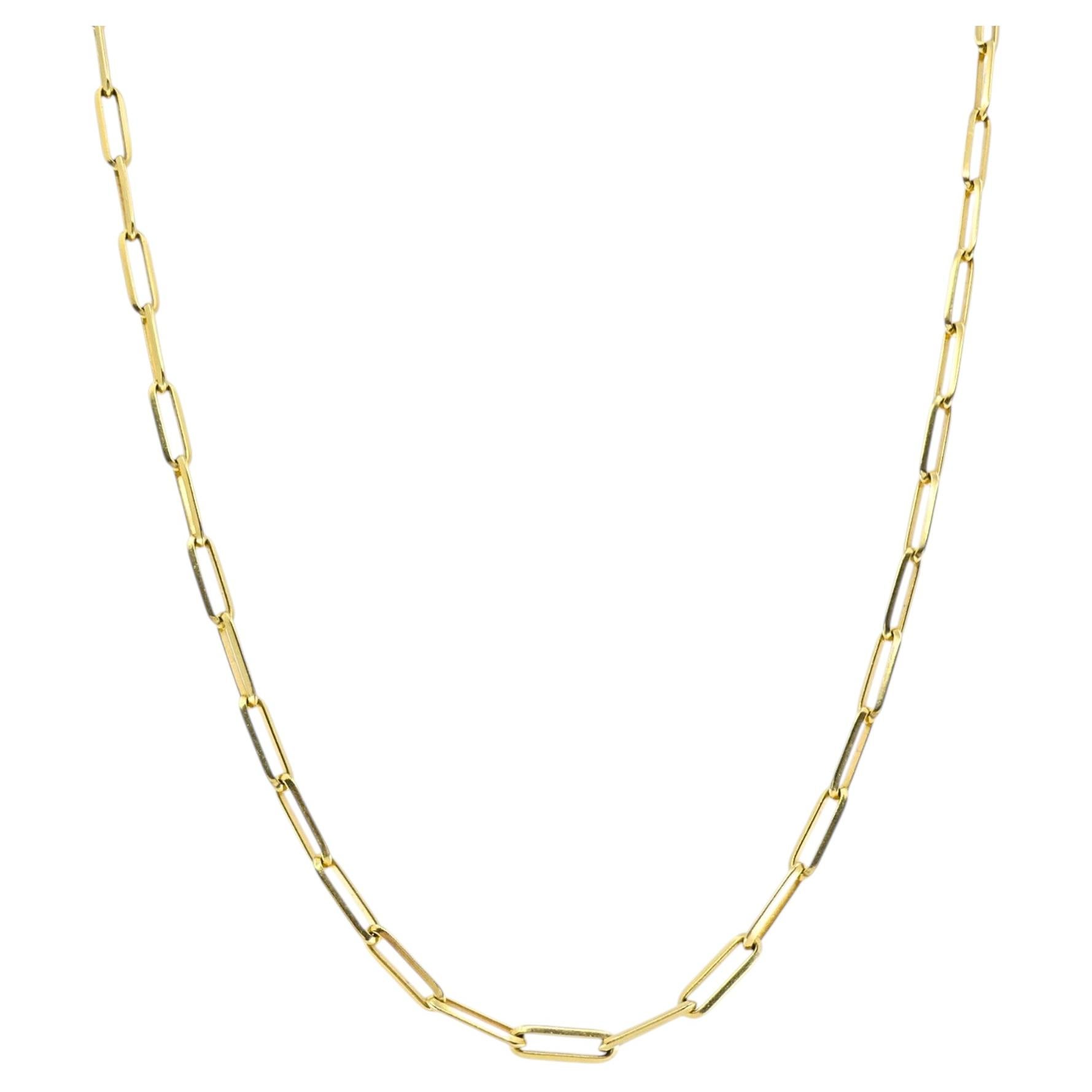 18k Gold Paperclip Chain Necklace, Italy