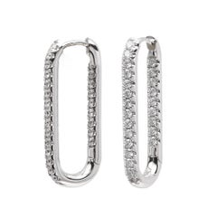 18k Gold Paperclip Diamond Dangle Earrings Paper Clip Diamonds