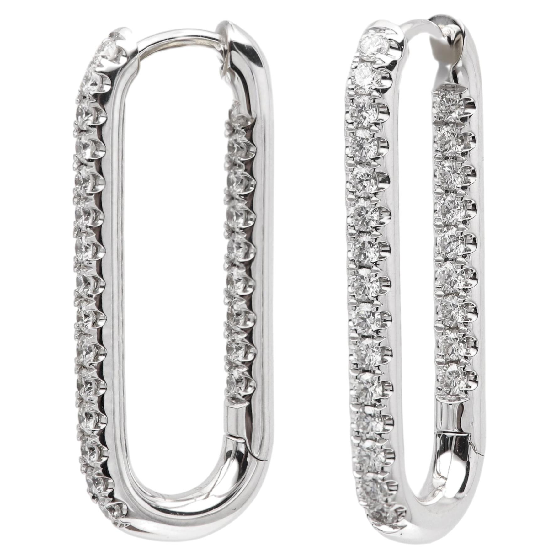 18k Gold Paperclip Diamond Dangle Earrings Paper Clip Diamonds