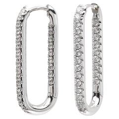 18k Gold Paperclip Diamond Dangle Earrings Paper Clip Diamonds