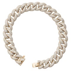 Pulsera de eslabones cubanos de oro de 18 quilates con diamantes pavé