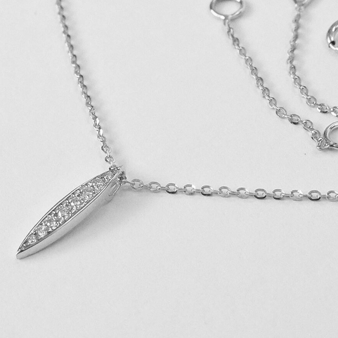 Taglio rotondo Collana in oro 18k con pavé di diamanti Collana semplice e minimale in vendita