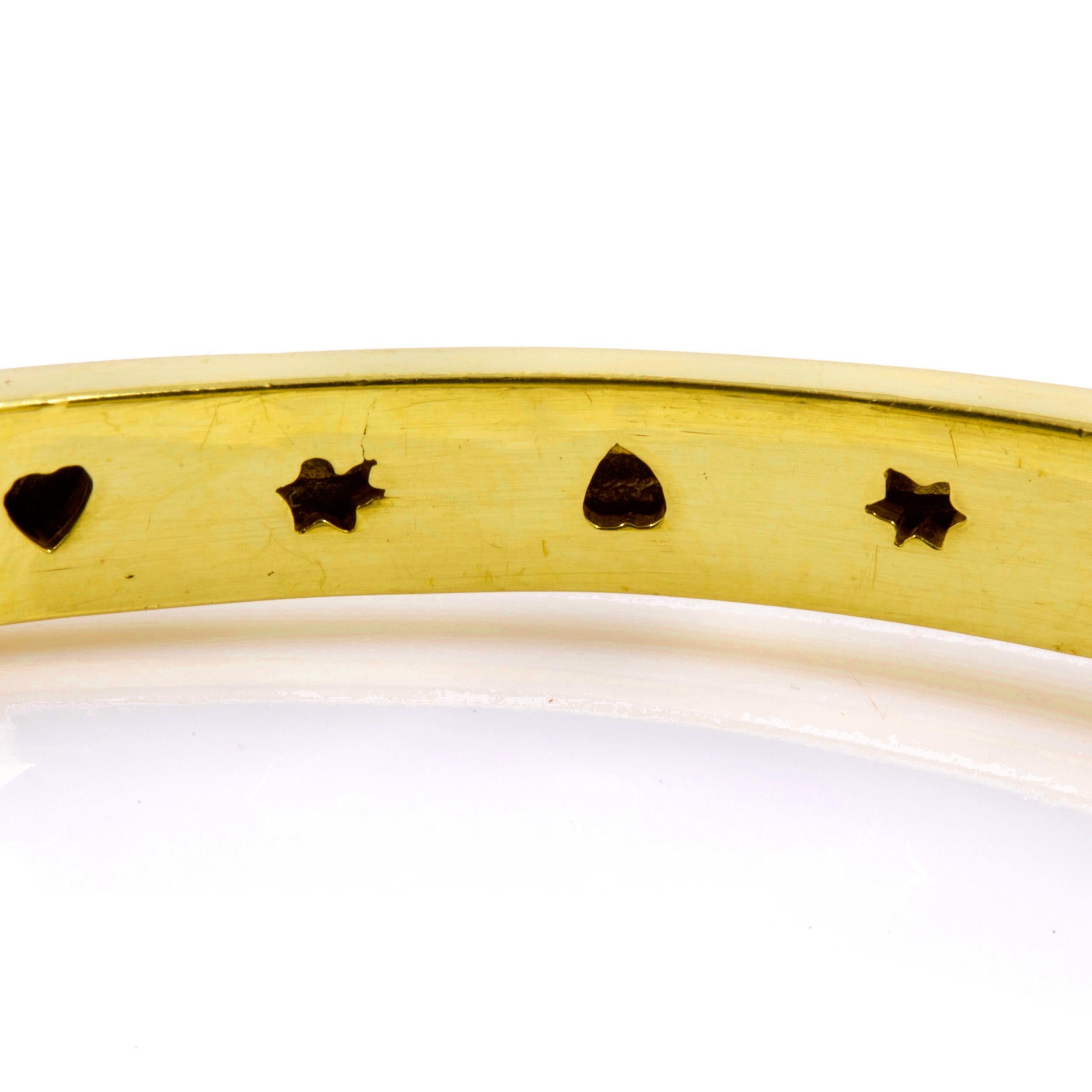 18K Gold Pave-Set Ruby and Diamond Bangle Bracelet For Sale 2