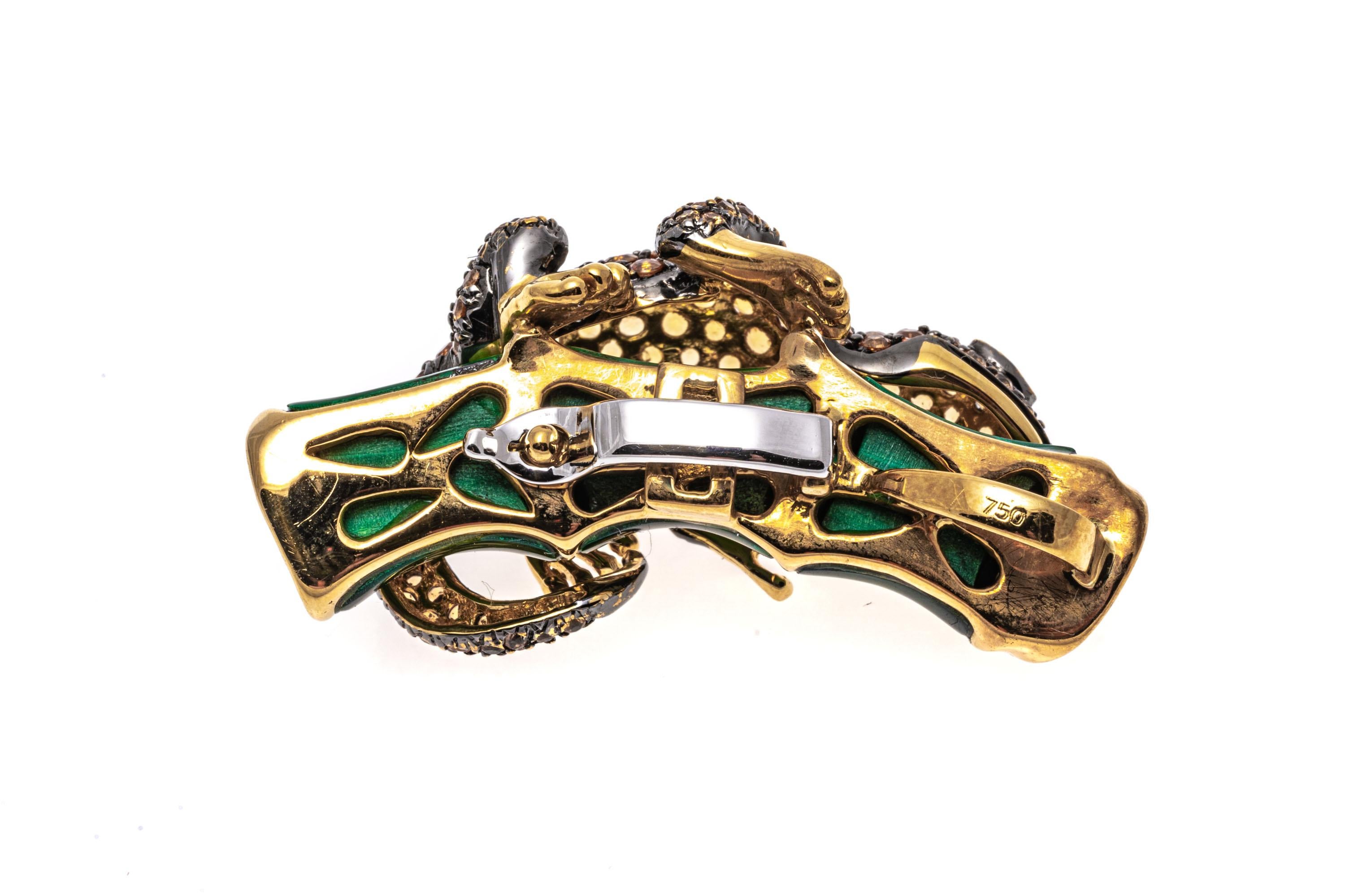 18k Gold Pave Topaz Salamander Ring/Pendant With Malachite For Sale 1