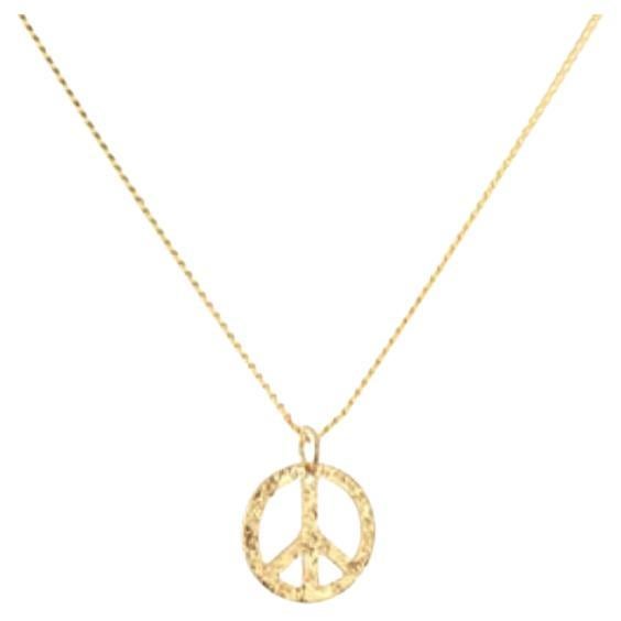 Contemporary 18K Gold Peace Amulet + Amethyst Crown Chakra Pendant Necklace For Sale