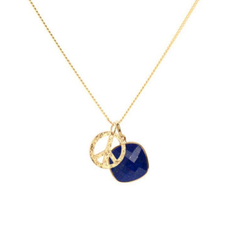 Women's or Men's 18K Gold Peace Amulet + Amethyst Crown Chakra Pendant Necklace For Sale
