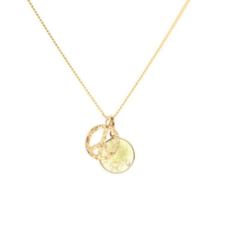18K Gold Peace Amulet + Amethyst Crown Chakra Pendant Necklace For Sale 3
