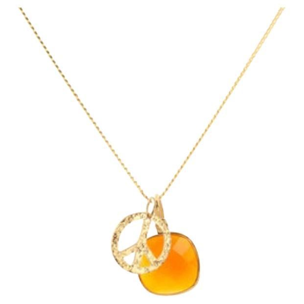 18K Gold Peace Amulet + Carnelian Sacral Chakra Pendant Necklace For Sale