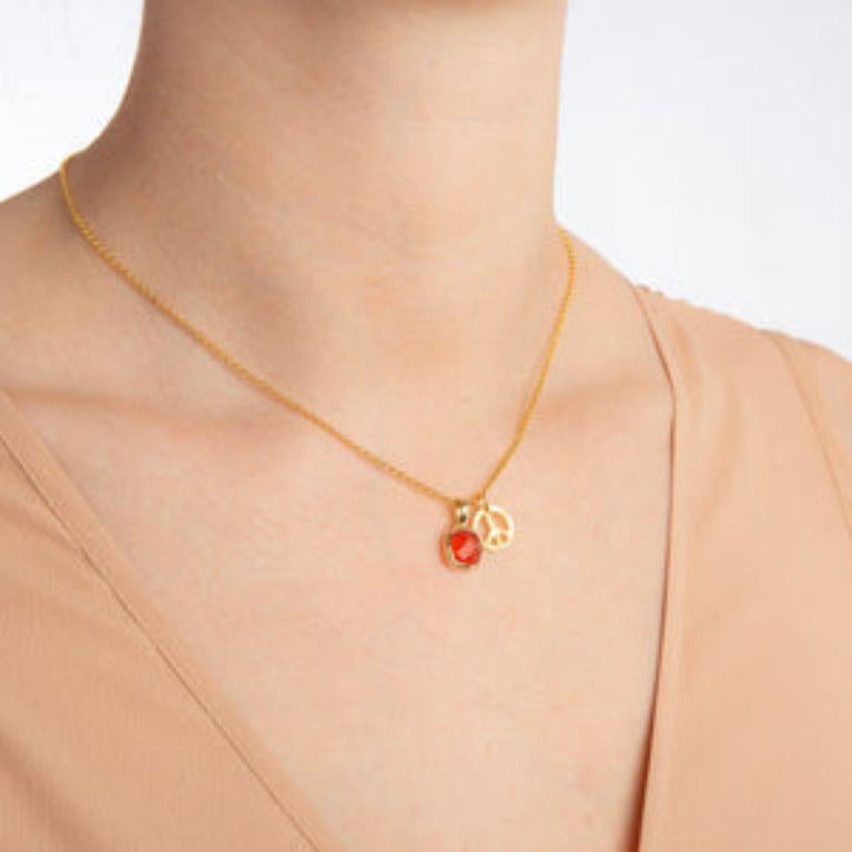 18K Gold Peace Amulet + Citrine Solar Plexus Chakra Pendant Necklace For Sale 4
