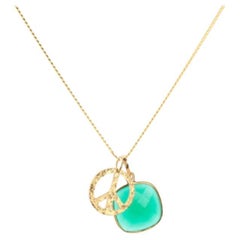 18K Gold Peace Amulet + Citrine Solar Plexus Chakra Pendant Necklace