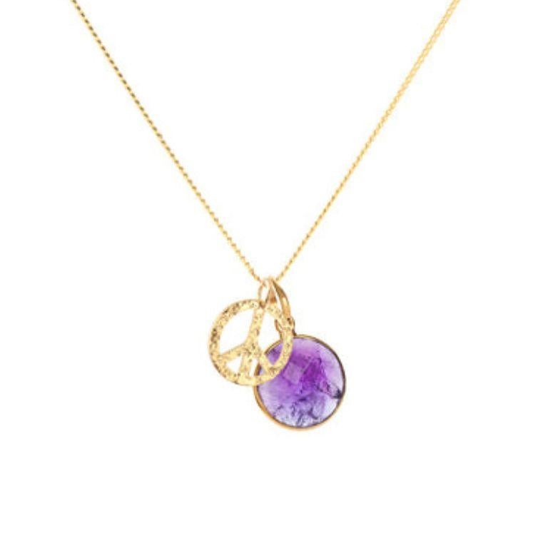Women's or Men's 18K Gold Peace Amulet Pendant Necklace by Elizabeth Raine For Sale