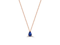 Collier en or 18k avec solitaire en saphir taillé en poire Collier en saphir véritable