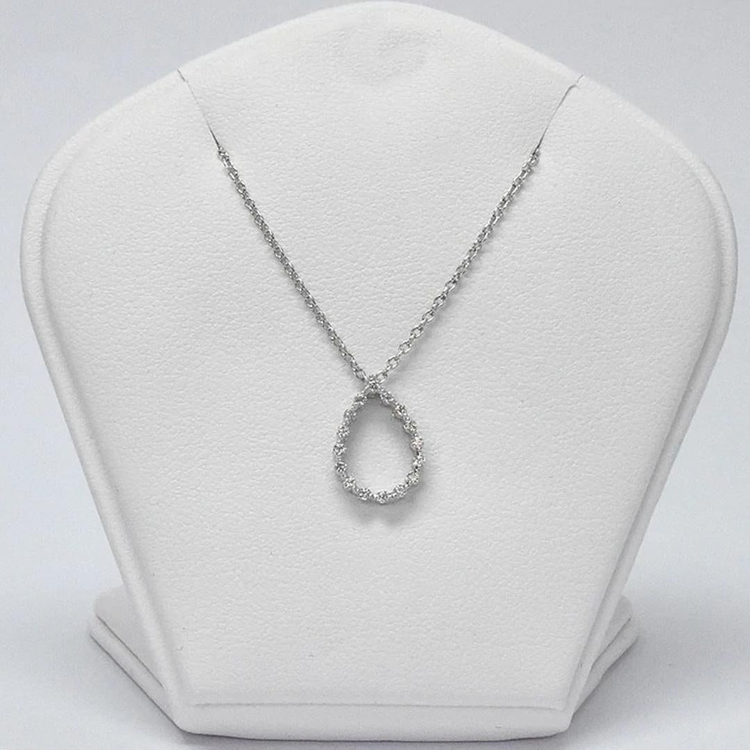 Modern 18k Gold Pear Shape Diamond Necklace Teardrop Pendant Necklace For Sale